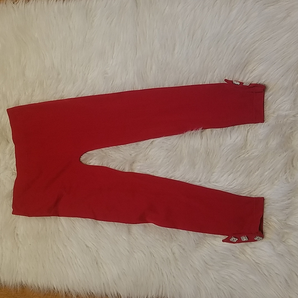 MEGA WEAR RED RHINESTONE LEGGINGS